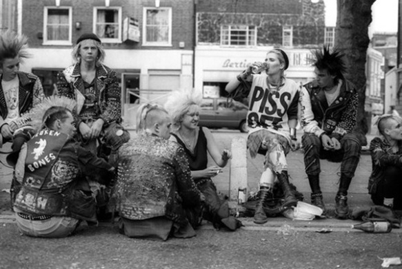 Punks hanging out on the Kings Road, London 1983